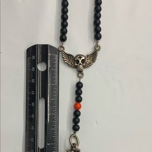 King Baby Studio Onyx Skull Rosary Necklace